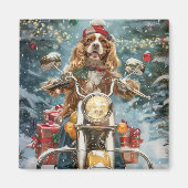 Cocker Spaniel Dog Riding Motorrad Weihnachten Magnet (Vorne)