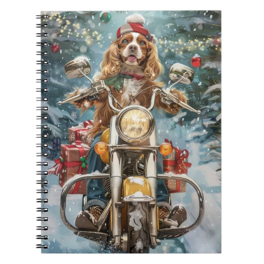 Cocker Spaniel Dog Riding Motorrad Weihnachten Notizblock (Vorderseite)