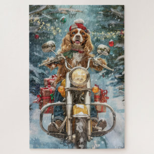 Cocker Spaniel Dog Riding Motorrad Weihnachten Puzzle