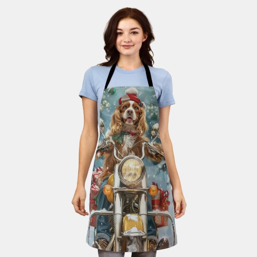 Cocker Spaniel Dog Riding Motorrad Weihnachten Schürze (Getragen)