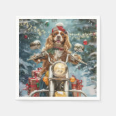Cocker Spaniel Dog Riding Motorrad Weihnachten Serviette (Vorderseite)