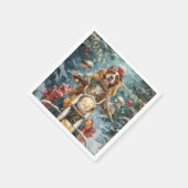 Cocker Spaniel Dog Riding Motorrad Weihnachten Serviette (Ecke)