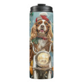 Cocker Spaniel Dog Riding Motorrad Weihnachten Thermosbecher (Vorderseite)