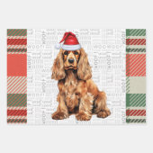 Cocker Spaniel Dog Rot und Grün Karierte Weihnacht Geschenkpapier Set (Vorderseite)