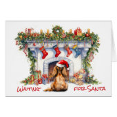 Cocker Spaniel Dog Santa Wait Weihnachtsfeuerplatz (Vorderseite (Horizontal))