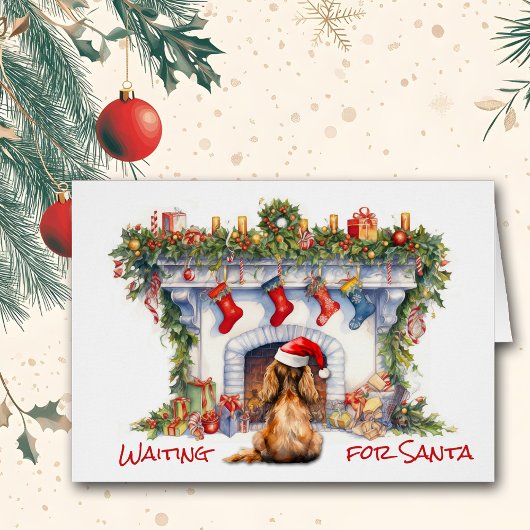 Cocker Spaniel Dog Santa Wait Weihnachtsfeuerplatz