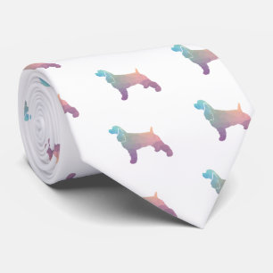 Cocker Spaniel Dog Silhouette Geometric Pattern Ps Krawatte