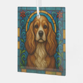 Cocker Spaniel Dog "Stains Glass" Ornament Aus Glas (Vorderseite links)