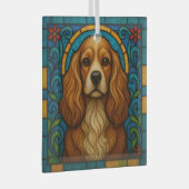 Cocker Spaniel Dog "Stains Glass" Ornament Aus Glas (Vorderseite Rechts)