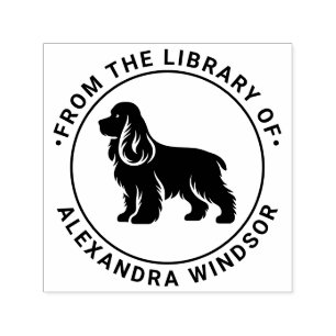 Cocker Spaniel Dog Stehend Sil Library Name Permastempel