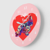 Cocker Spaniel Dog Valentine's Day Heart Pink Große Wanduhr (Winkel)