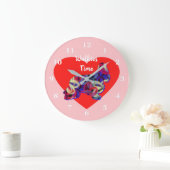 Cocker Spaniel Dog Valentine's Day Heart Pink Große Wanduhr (Zuhause)