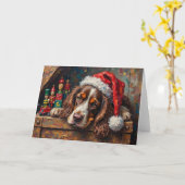 Cocker Spaniel Dog Vintage Christmas Toy Box Karte (Gelbe Blume)