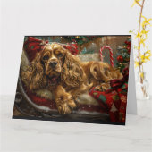 Cocker Spaniel Dog Weihnachtsfest Karte (Gelbe Blume)