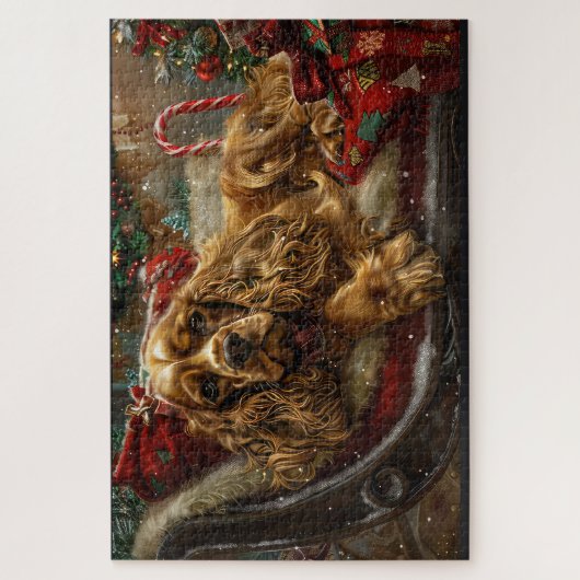 Cocker Spaniel Dog Weihnachtsfest Puzzle (Vertikal)
