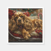 Cocker Spaniel Dog Weihnachtsfest Serviette (Vorderseite)
