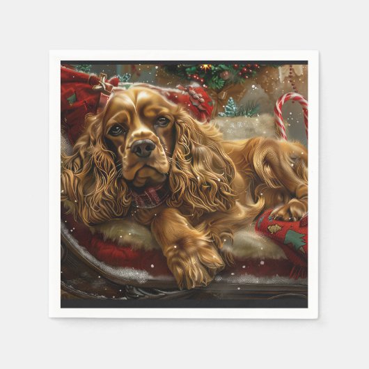 Cocker Spaniel Dog Weihnachtsfest Serviette (Vorderseite)