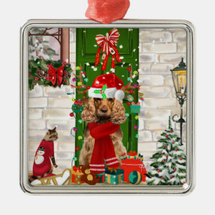 Cocker Spaniel Dog Weihnachtsweihnachtsweihe Keram Ornament Aus Metall