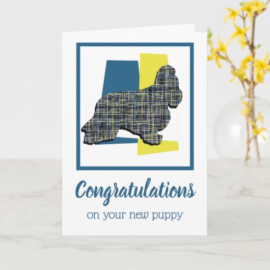 Cocker Spaniel Dog Welpe Gratulation Gruß Karte (Gelbe Blume)