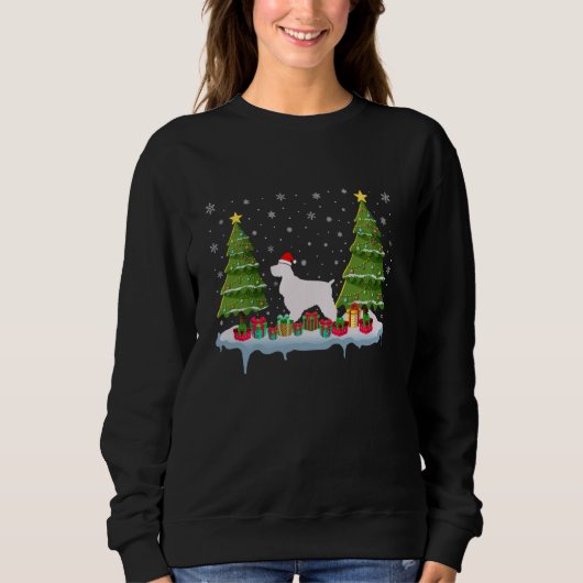 Cocker Spaniel Dog Xmas Tree Lighting Ugly Christm Sweatshirt (Vorderseite)