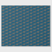 Cocker Spaniel Dog Y&B Silhouette Grid Blue Geschenkpapier (Flach)
