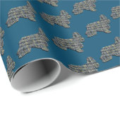 Cocker Spaniel Dog Y&B Silhouette Grid Blue Geschenkpapier (Rolleneckpunkt)