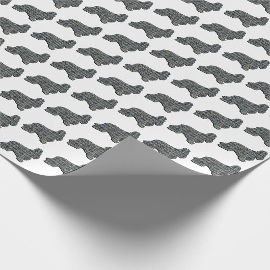 Cocker Spaniel Dog Y&B Silhouette Grid White Geschenkpapier (Ecke)