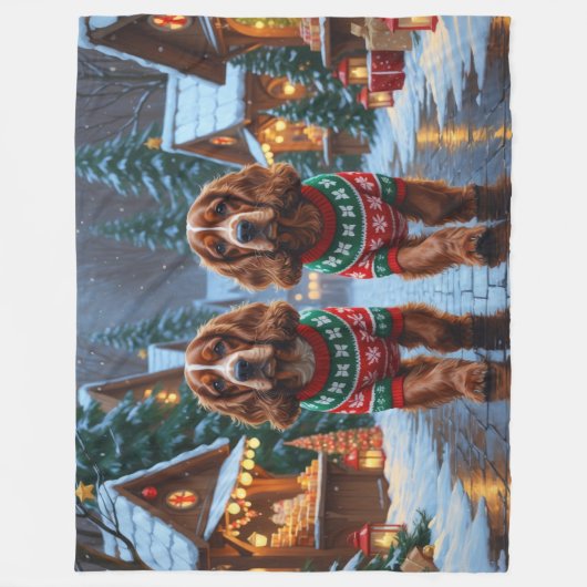 Cocker Spaniel Dogs Christmas Snow Holiday Fleecedecke (Vorderseite)