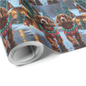 Cocker Spaniel Dogs Christmas Snow Holiday Geschenkpapier (Rolleneckpunkt)
