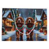 Cocker Spaniel Dogs Christmas Snow Holiday Große Geschenktüte (Rückseite)