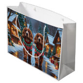 Cocker Spaniel Dogs Christmas Snow Holiday Große Geschenktüte (Rückseite Schrägansicht)