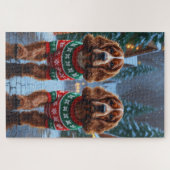 Cocker Spaniel Dogs Christmas Snow Holiday Puzzle (Horizontal)