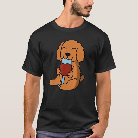 Cocker Spaniel Drinking Wine Dog T-Shirt (Vorderseite)
