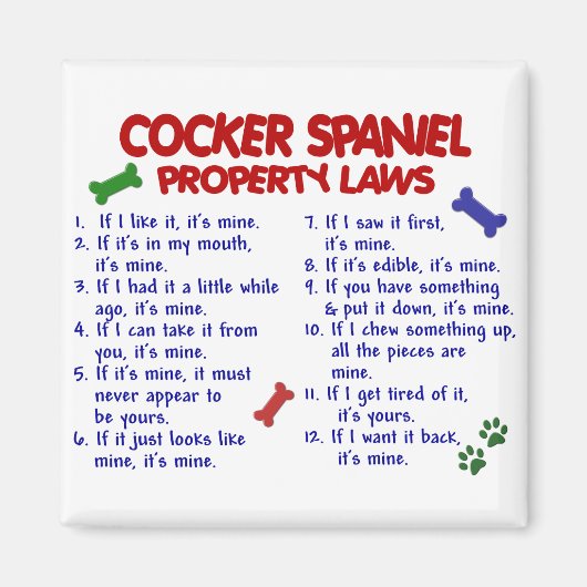 COCKER SPANIEL-Eigenschaftengesetze 2 Magnet (Vorne)