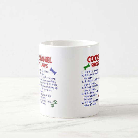 COCKER SPANIEL-Eigentums-Gesetze 2 Kaffeetasse (Mittel)