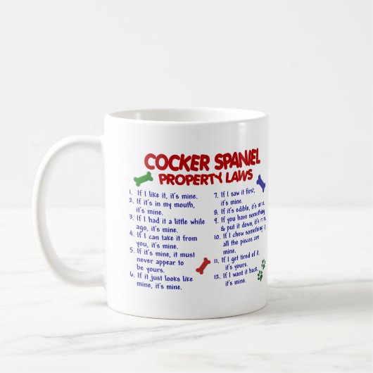 COCKER SPANIEL-Eigentums-Gesetze 2 Kaffeetasse (Links)
