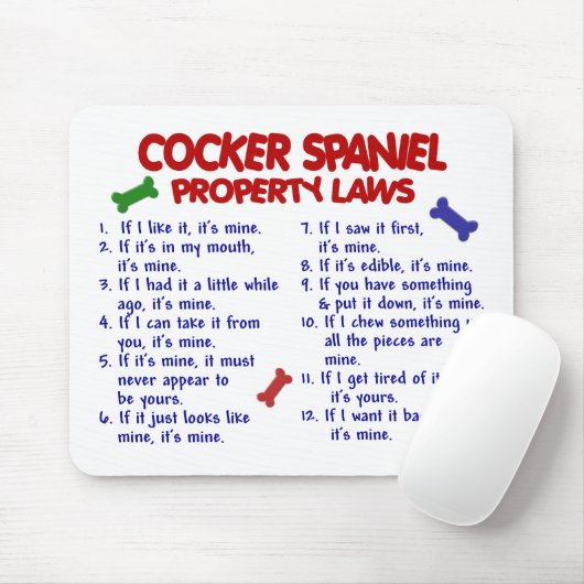 COCKER SPANIEL-Eigentums-Gesetze 2 Mousepad (Mit Mouse)