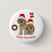Cocker spaniel Feliz Navidad Button (Vorderseite)