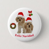 Cocker spaniel Feliz Navidad Button (Vorderseite)