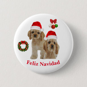 Cocker spaniel Feliz Navidad Button