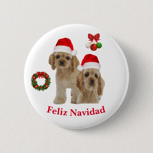 Cocker spaniel Feliz Navidad Button (Vorderseite)