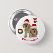 Cocker spaniel Feliz Navidad Button (Vorne & Hinten)