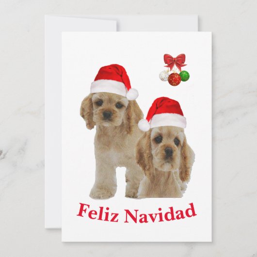 Cocker spaniel Feliz Navidad Einladung (Vorderseite)