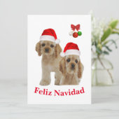 Cocker spaniel Feliz Navidad Einladung (Stehend Vorderseite)