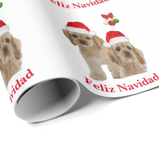 Cocker spaniel Feliz Navidad Packpapier (Rolleneckpunkt)