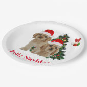 Cocker spaniel Feliz Navidad Pappteller (Schrägansicht)