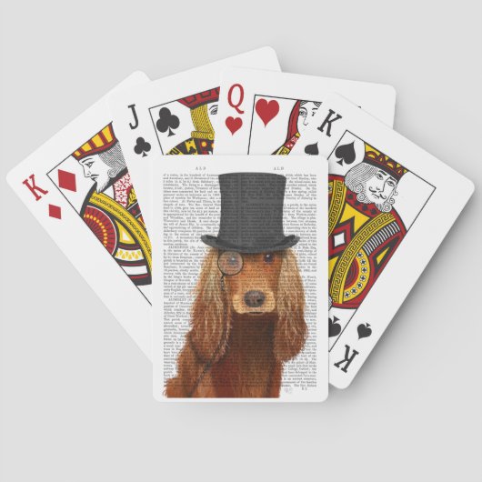 Cocker Spaniel, Festhund und Hut Spielkarten (Rückseite)