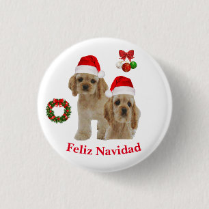 Cocker Spaniel Frohe Weihnachten Knopf Button