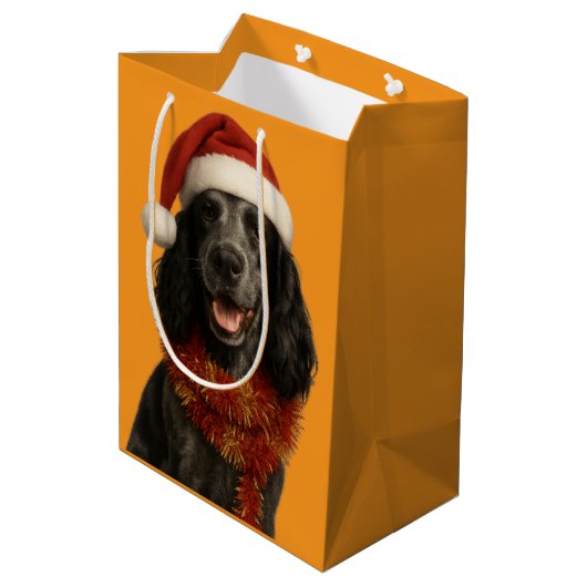 Cocker Spaniel Frohe Weihnachtskarte Mittlere Geschenktüte (Rückseite Schrägansicht)
