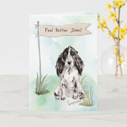 Cocker Spaniel fühlt sich besser nach der Operatio Karte (Gelbe Blume)